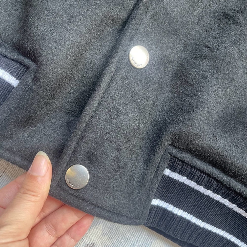 Givenchy Black Varsity Jacket with Leather Sleeves - Picture 4 of 12